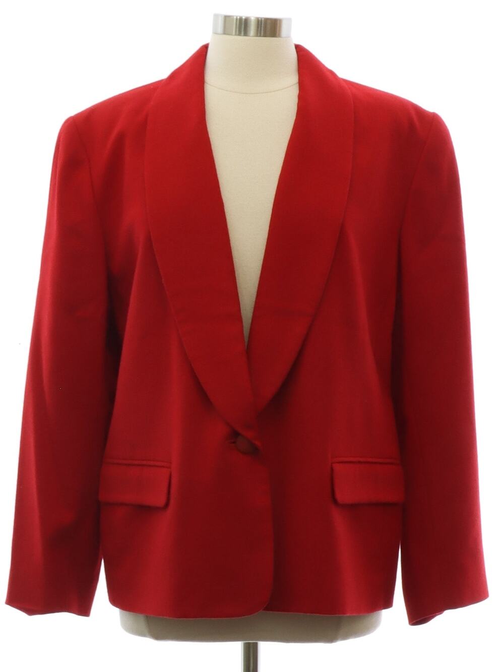 Vintage 80s Pendleton Red Wool Shawl Collar Blazer Jacket Women's 16W USA